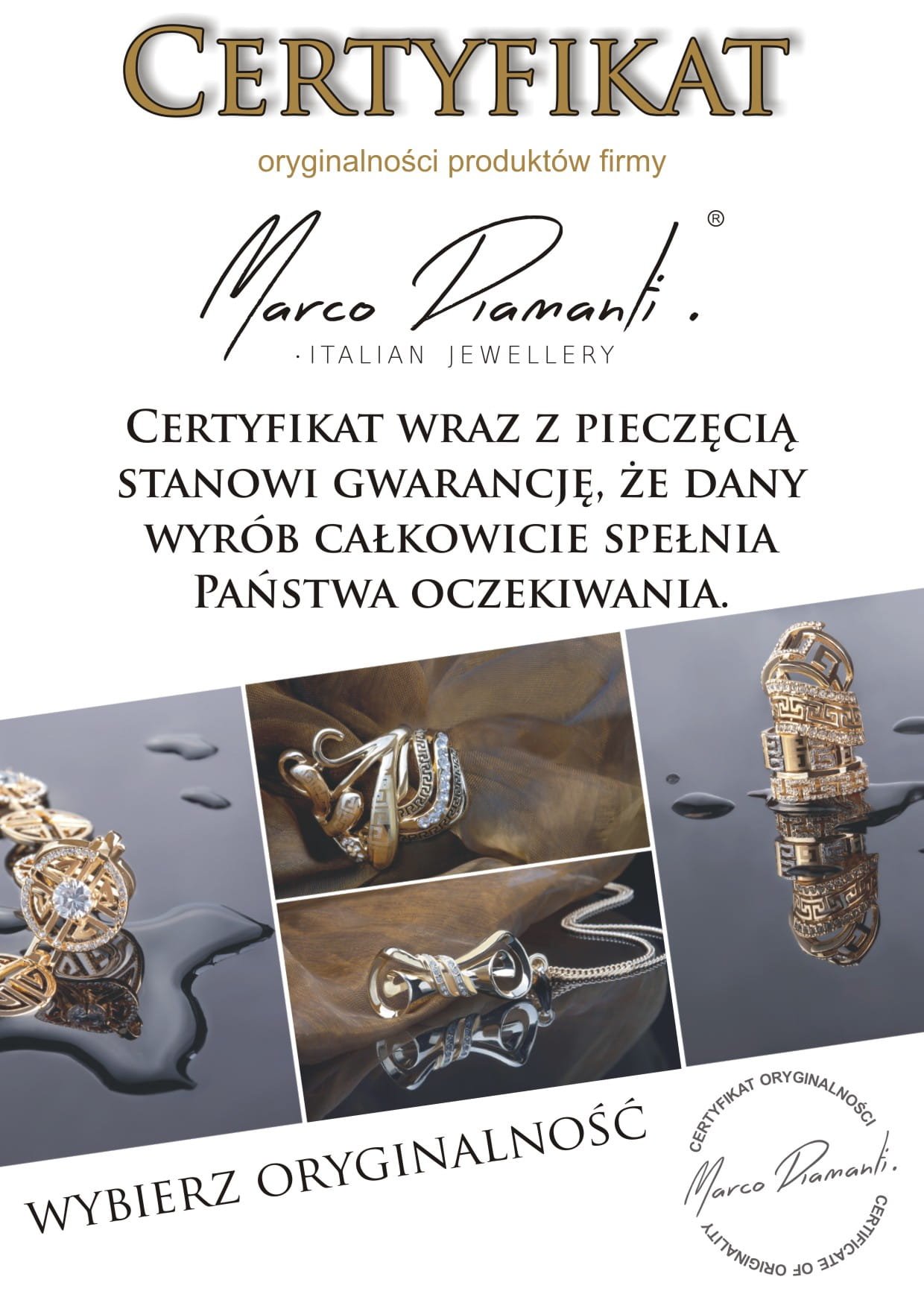 Jewellery > Business Supportzw_Certificate + Leaflet_Marco Diamanti