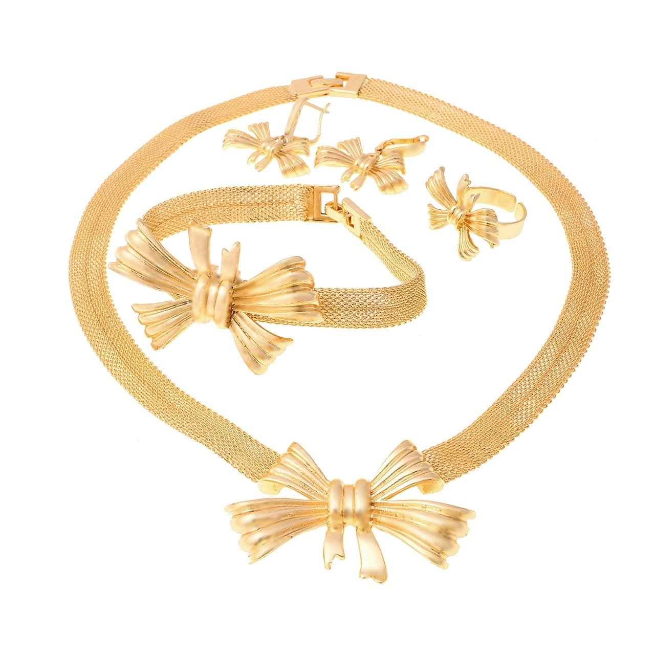 Jewellery > Women's Jewellery > SetsA set of gold-plated mesh and bow