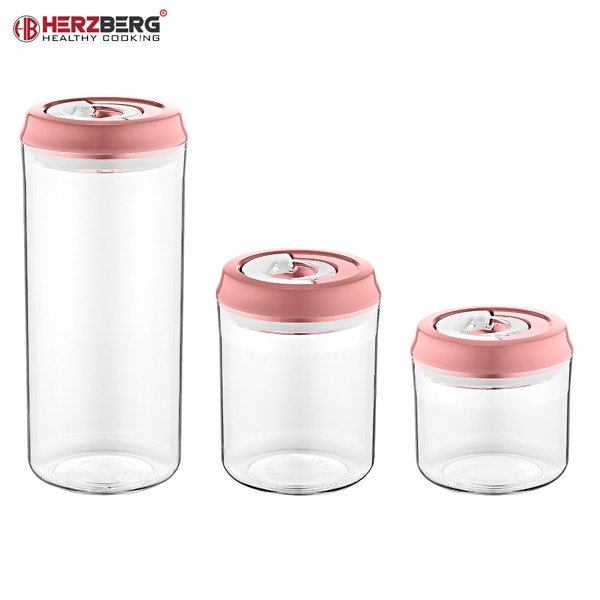 Herzberg Vacuum Storage Jar Set Gray - Image 2