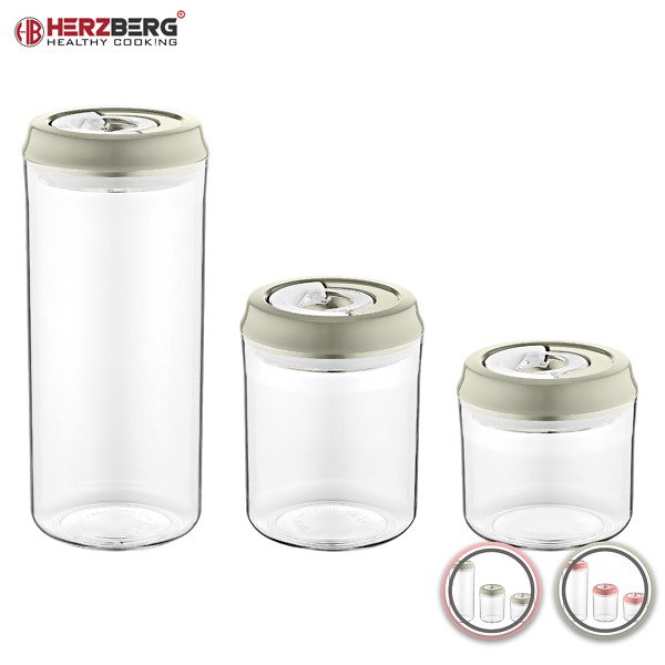 Herzberg Vacuum Storage Jar Set Gray - Image 3